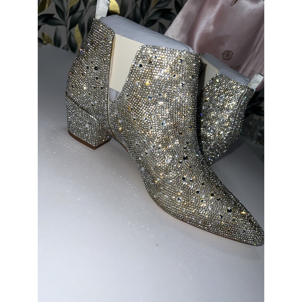 Gold Crystal Embellished Ankle Booties - Picture 5 of 7